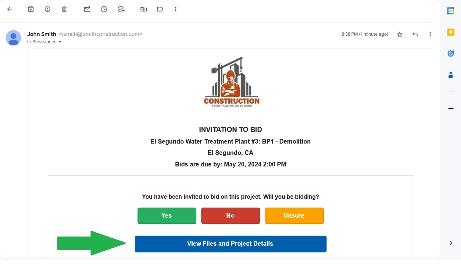 bid invitation emails are easy to access