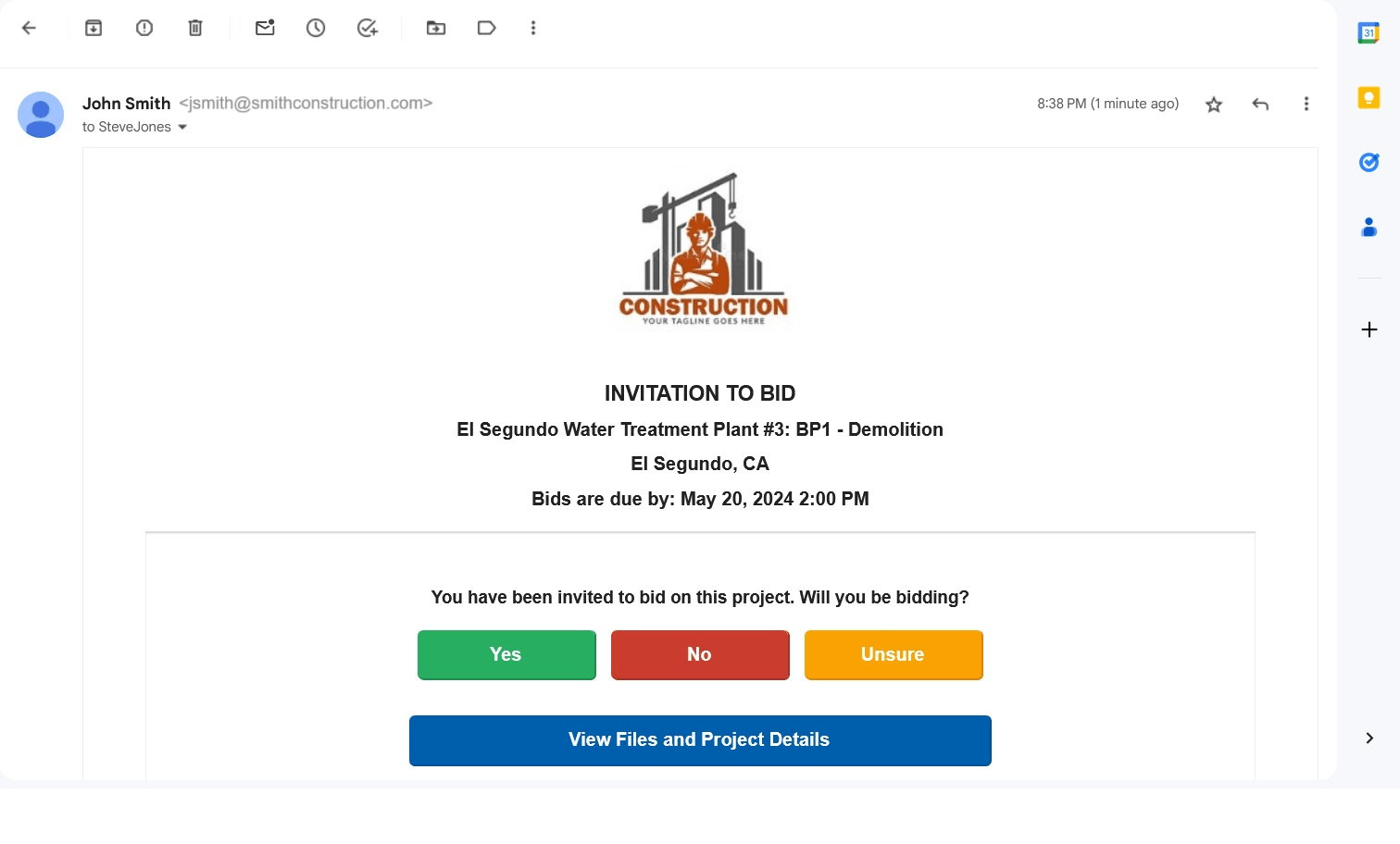 PreconSuite bid solicitation email template