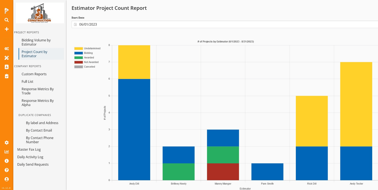 PreconSuite custom reports interface